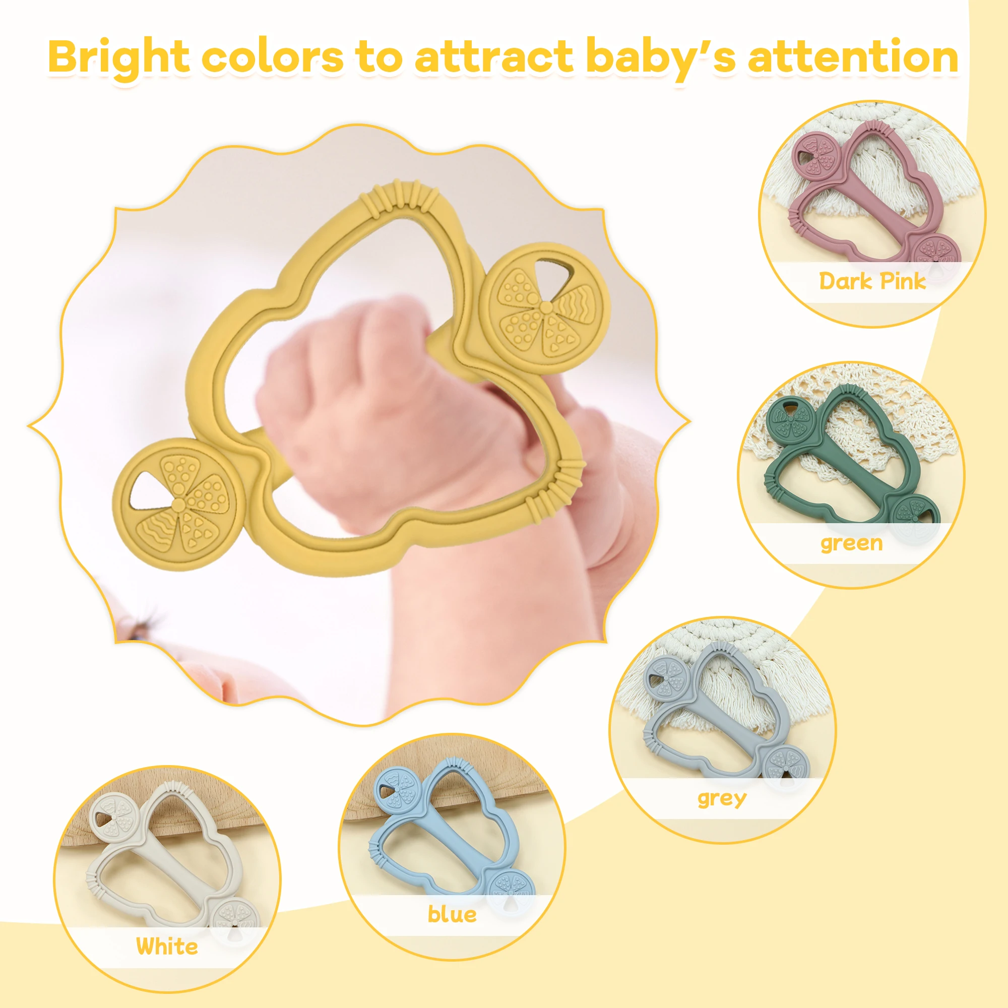 

Infant Teething Toys for Baby, Easy to grip Silicone Teething Toys for Newborn Babies 3 Months Boys Girls Easter Baby Shower Gif