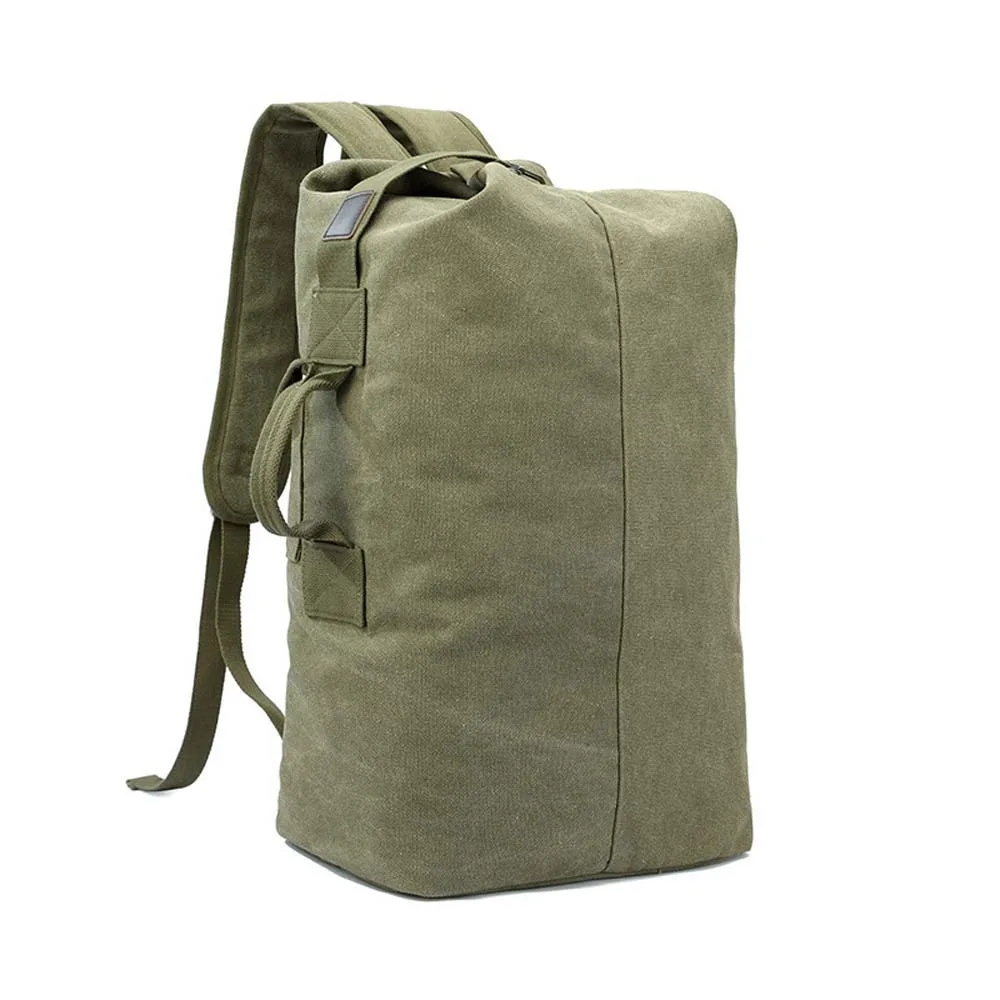 

Elegant Vintage Canvas Rucksack Folding Solid Color Multi-pockets Design Backpack Daypack Handbag Large Capacity Travel Bag
