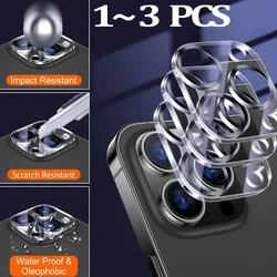 1 ~ 3 PCS Protector de cámara para iPhone 16 15 Pro Max Película de lente de cámara para APPle iPhone 15 ip 14 13 Mini 12 11 Pro Accesorios iPhone15 Pro Protección de cámara iPhone 15Pro Vidrio de lente