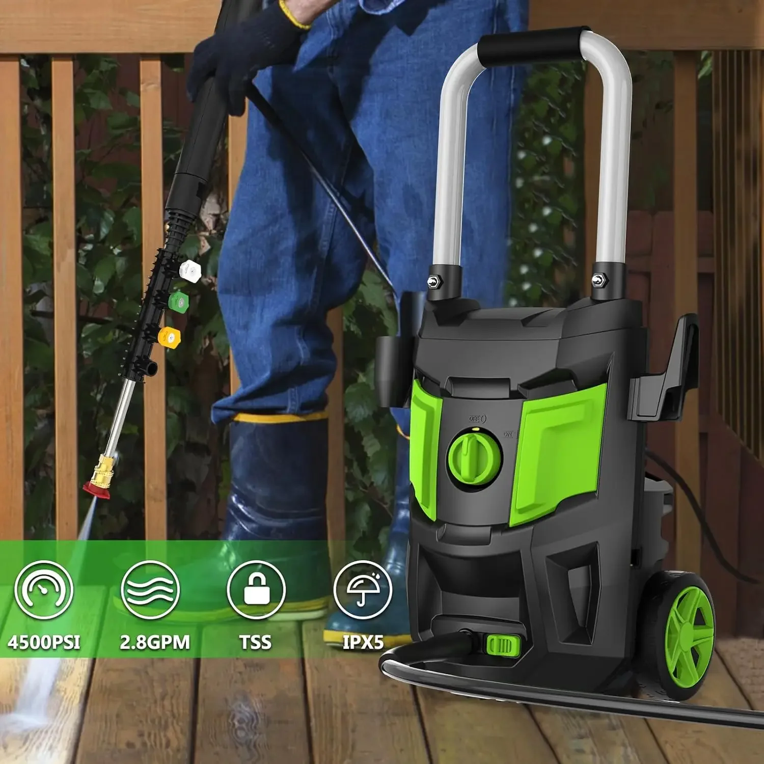 Pressure Washer - 4500 PSI 2.8 GPM Electric Power Washer with 35FT Power Cord, 4 Different Nozzles, Soap Cannon for Car