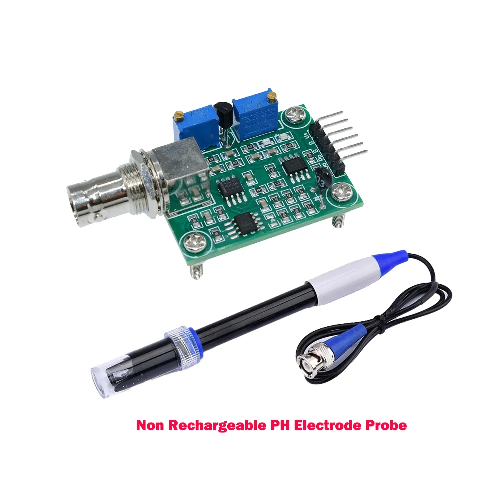 السائل PH قيمة كشف منظم وحدة الاستشعار مراقبة التحكم متر فاحص + BNC PH القطب الكهربائي التحقيق لاردوينو PH 0-14