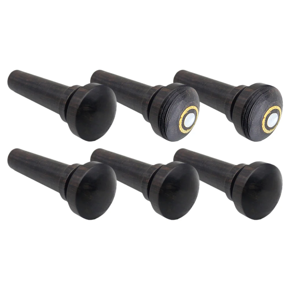 

6pcs Violin Endpins Ebony Replacement Tailpieces Fisheye Nonfisheye Dark Brown Instrument Parts Accessories Violin Kit