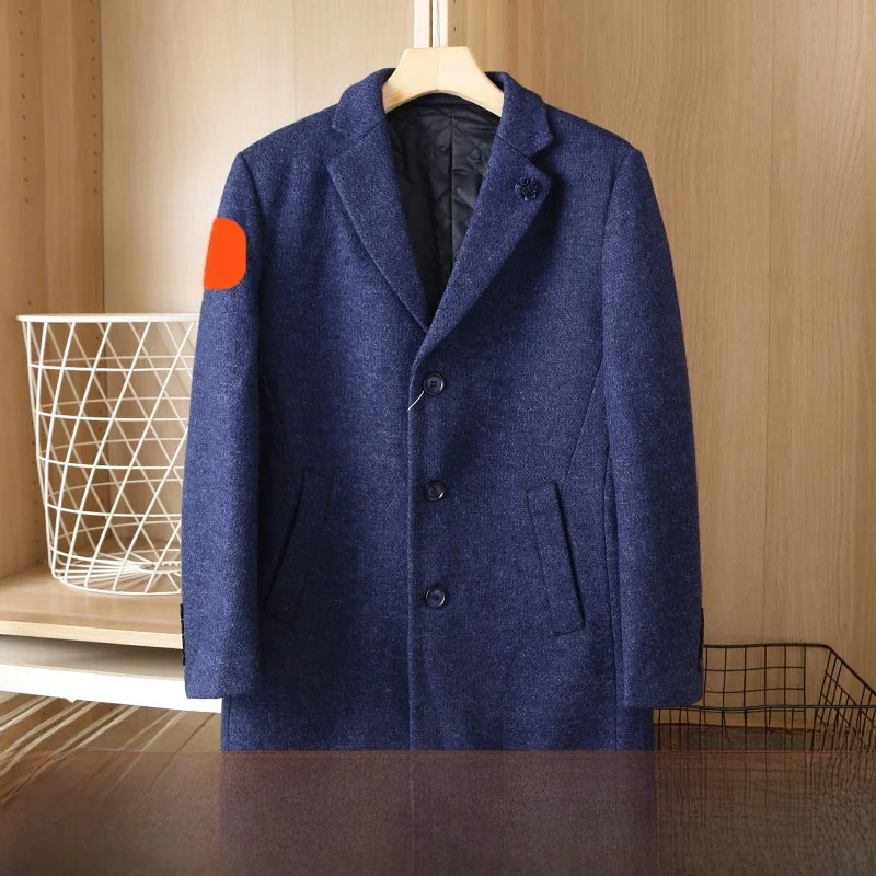 

Thiened шерстяное пальто, осенне-зимнее мужское приталенное пальто средней длины, молодежная ветровка с цветочным узором TD045 Faion Urba...