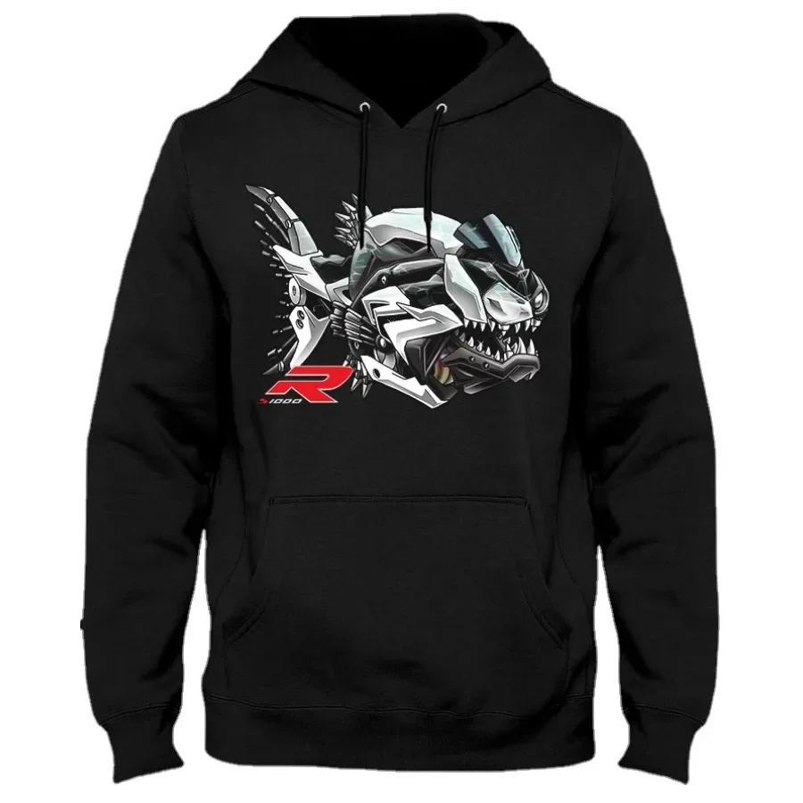 Classic German Motorcycle S1000R Piranha Inspired Pullover Hoodie New 100% Cotton Casual Mens Sweatshirts Fashion Streetwear