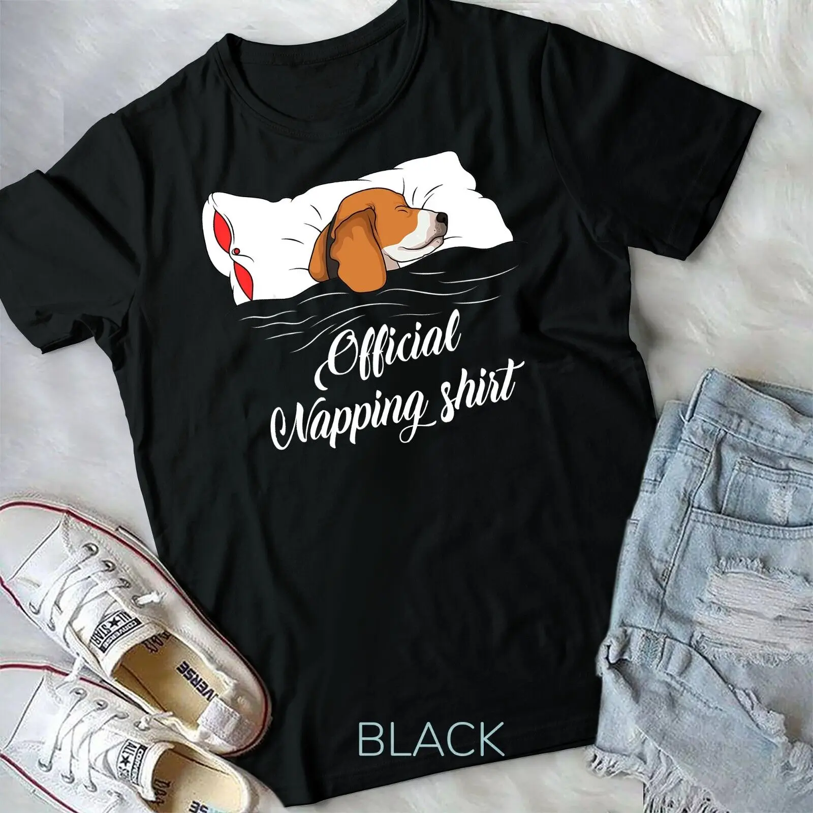 Sleeping Beagle Pyjamas Dog Lover Gift Official Napping Unisex T-shirt