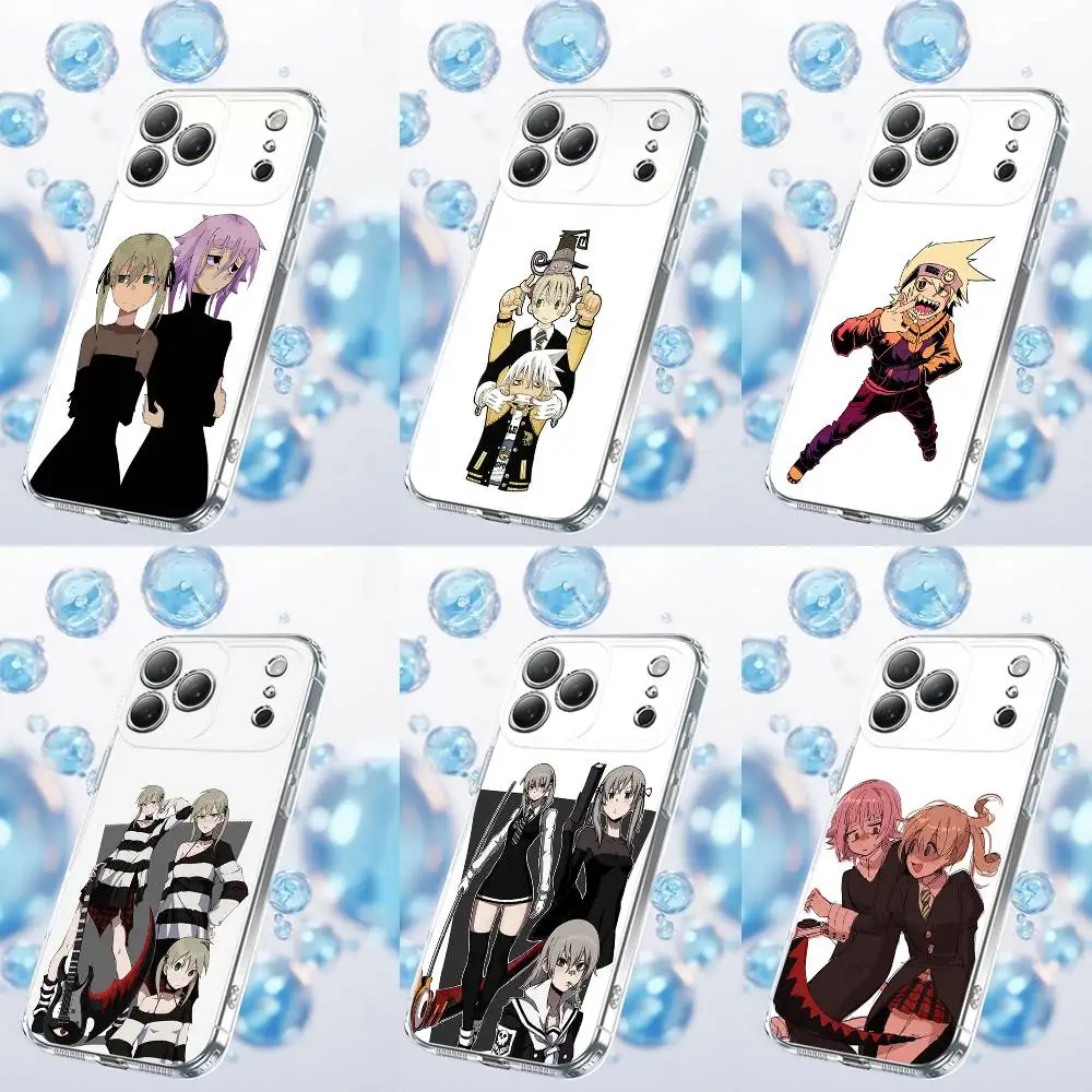 S-Soul Eater Evans Albarn Crona Capa de telefone para iPhone 17,16,15,14,13,12,11 Plus, Pro, Max, Plus, E, SE4, Air, Mini transparente