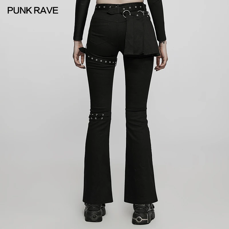 Punk Rave Women's Medium Low Waist Punk Flared Slim Tight Fit Pants Trousers WK508