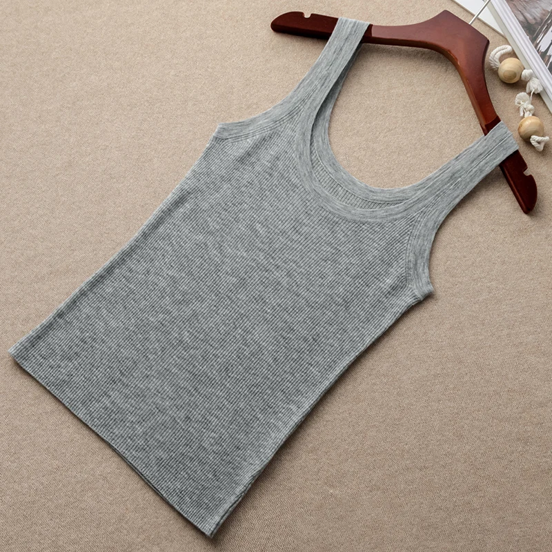 เสื้อเชือกแขวนคอ โดปามีนถักของผู้หญิงละลายน้ําได้ ขนสัตว์บริสุทธิ์ 100% ปั่นละเอียด แขนกุด หลังบางเฉียบและสวยงาม