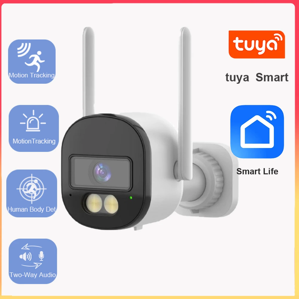 Tuya IP Camera Human Detect Alarm Area AI Track Dual Band 4MP WiFi CCTV IP66 Color Night Vision Smartlife Work With Alexa Google