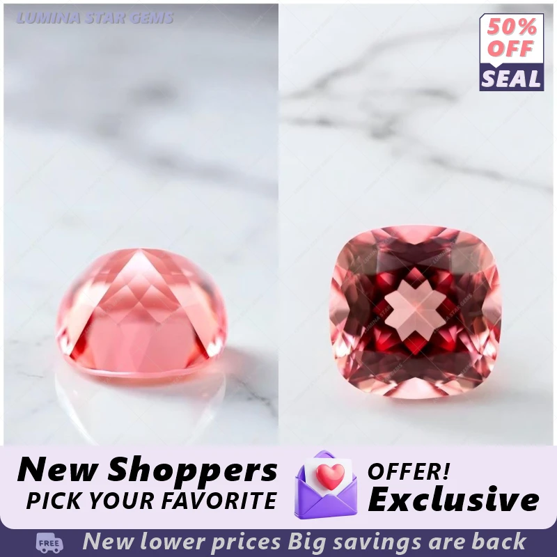 

Искусственно выращенный камень Padparadscha красного цвета лотоса, огранка «кушон», VVS1, для изготовления ювелирных украшений своими руками: кулонов, колец, серег, с сертификатом