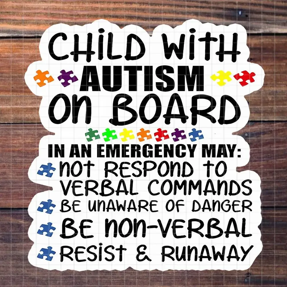 Autism Awareness Safety Alert Vinyl Sticker Matte Decal For Laptop Notebook Family Awareness