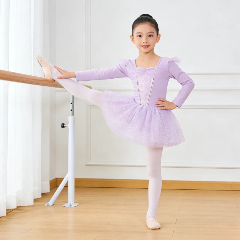 

Girls Ballet Leotard Kids Dance Leotards Sequin Tutu Dress Long Sleeve Dancewear for Girls 3-8Y Children Ballet Recital