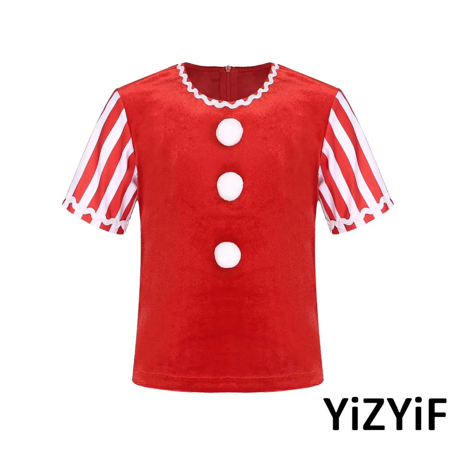 

Enchanting Gingerbread Man Costume for Girls with Velvet Trim And Pompom Details for Christmas Xmas Candy Party Fun