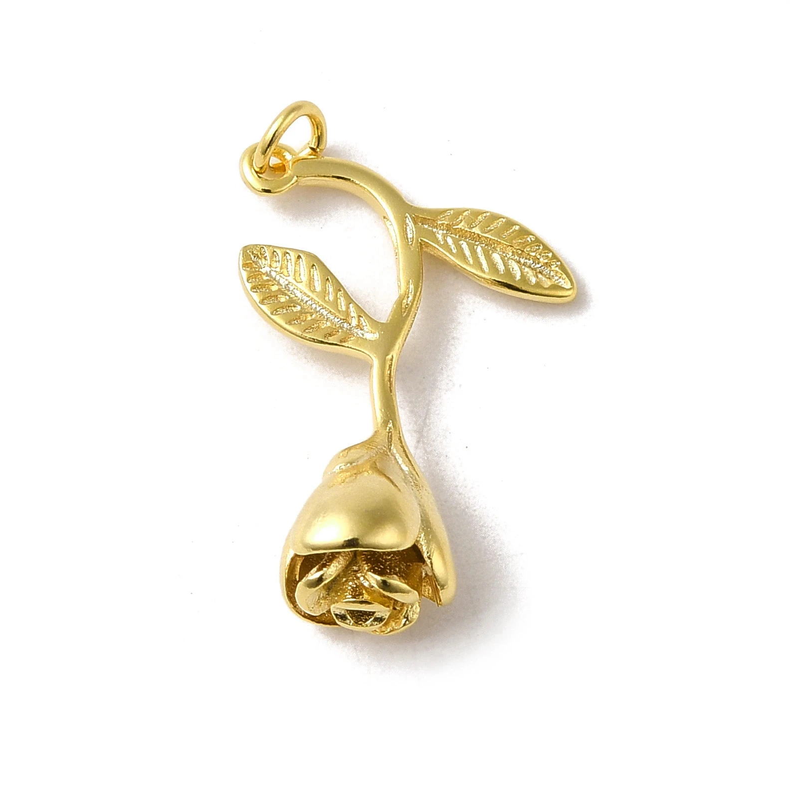 50pcs Rose Brass Pendants 2 Colors Dangle Flowers Charms Earring Necklace DIY Jewelry Making Gift Craft Supplies 23x14x7.5mm