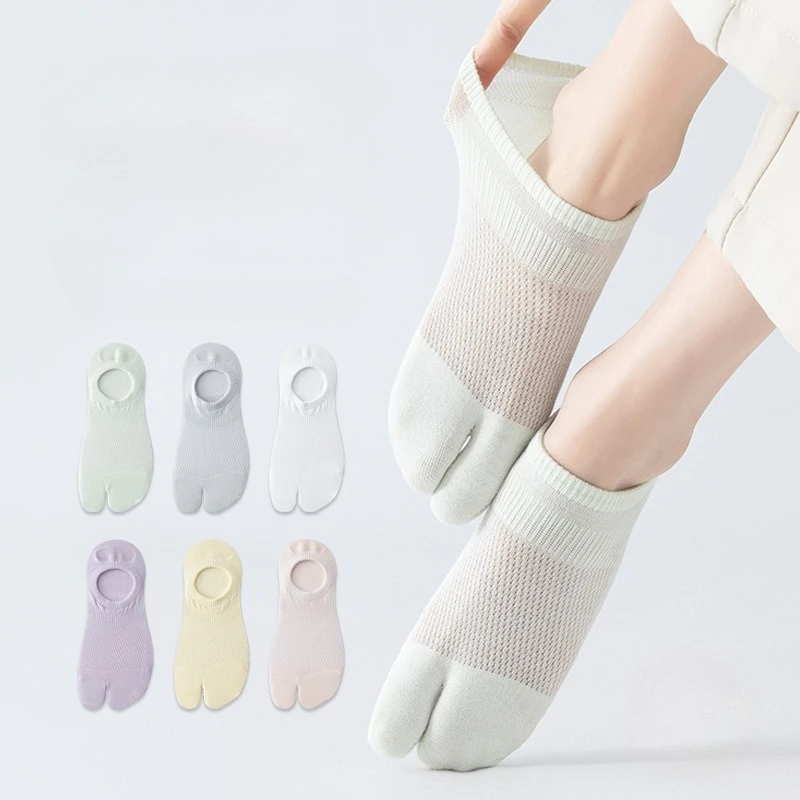 

Two-toed Socks Women Short Tube Summer Thin Mesh Breathable Shallow Mouth Sub-toe Socks Boneless Girls Finger Socks