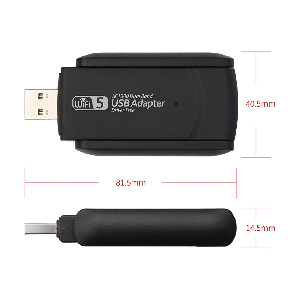 AC1300 WiFi5 USB2.0 WiFi Adapter 1300Mbps Dual Band 2.4G&5G WiFi Dongle Driver Free Wireless Network Card For Desktop Laptop PC view 5