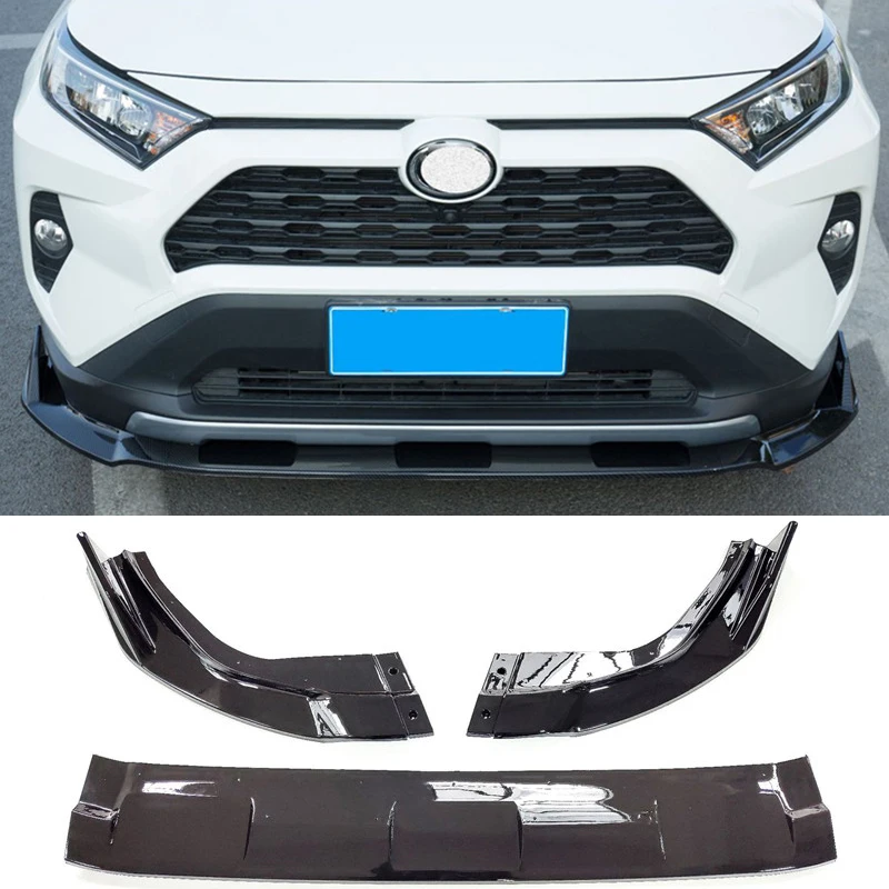 For 3PCS NEW Toyota RAV4 ABS Front Bumper Diffuser Lip Splitter Anti - Collision Black Accessories Refit 2020 2021 2022 Year