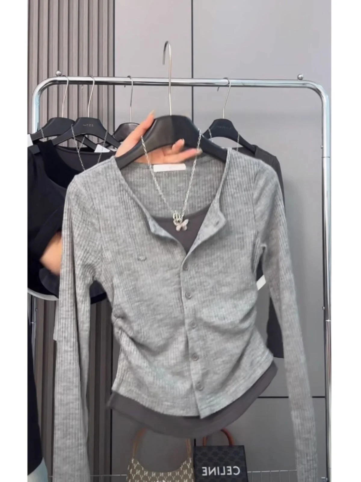 plus Size Casual Vintage Long Sleeve Knitted T-Shirt Women Spring Conceal Meat Slimming Top round Neck Commute Sle