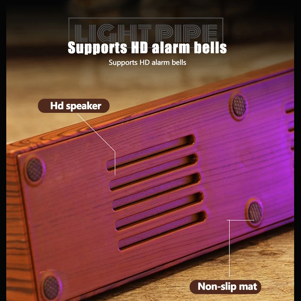 E2 خمر أنبوب رقمي ساعة ضوء الليل 12/24 ساعة تنسيق ساعة تنبيه صفحة أوتوماتيكية التقليب RGB شاشة ديجيتال مكتب ديكور