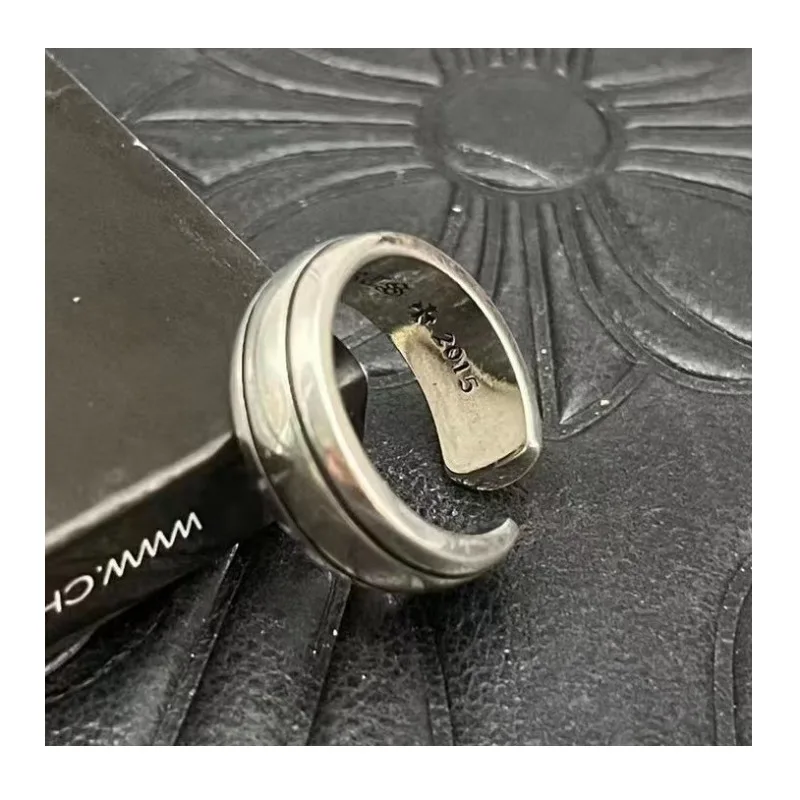 Punk Hip Hop Ring Men's and Women's Open Plain Ring Pair Ring Thai Silver Old Retro Medieval Does Not Fade