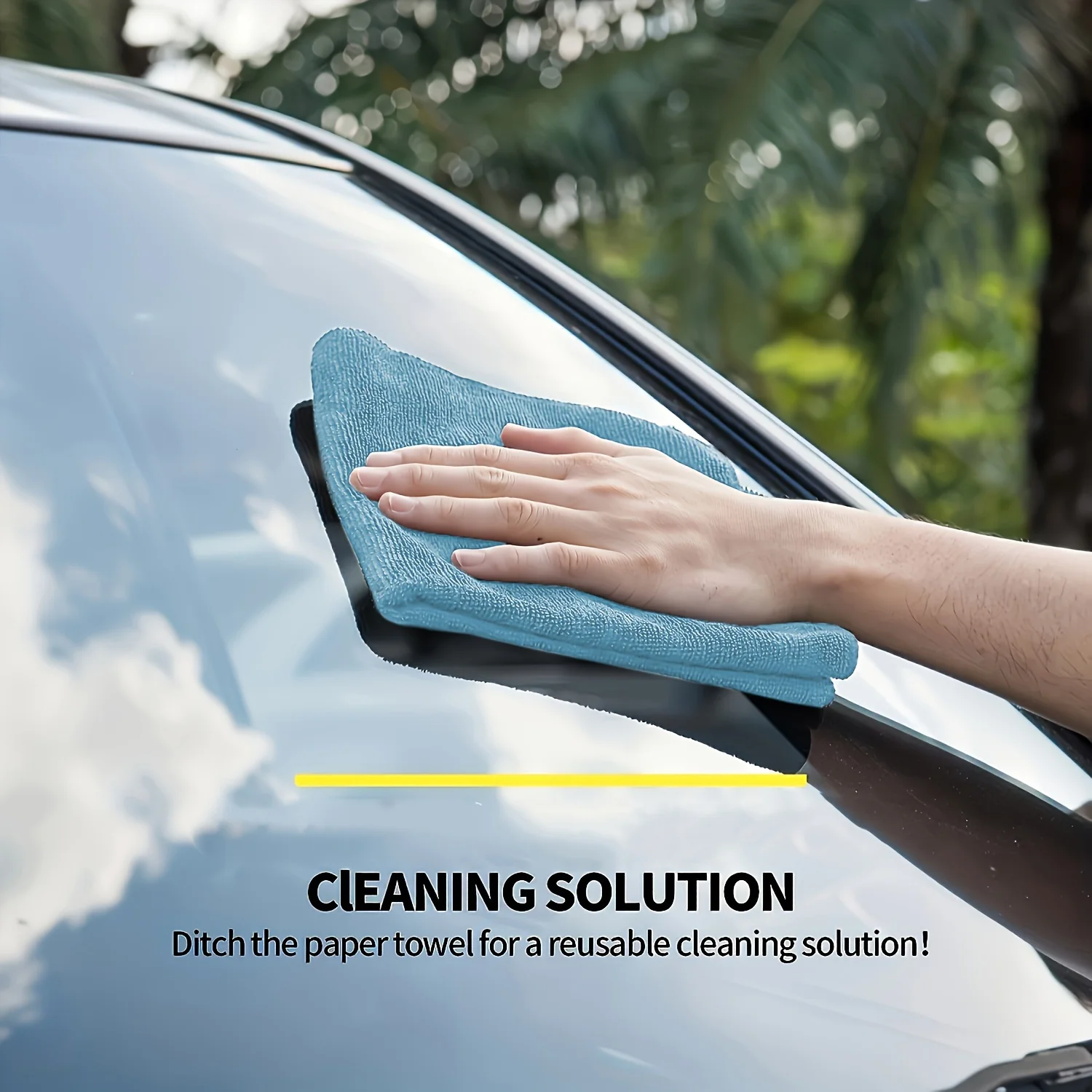 1-50pcs Light Blue Microfiber Car Wash Towel, Soft Absorbent Fast Drying Cleaning Cloth Rag for Auto Care view 4