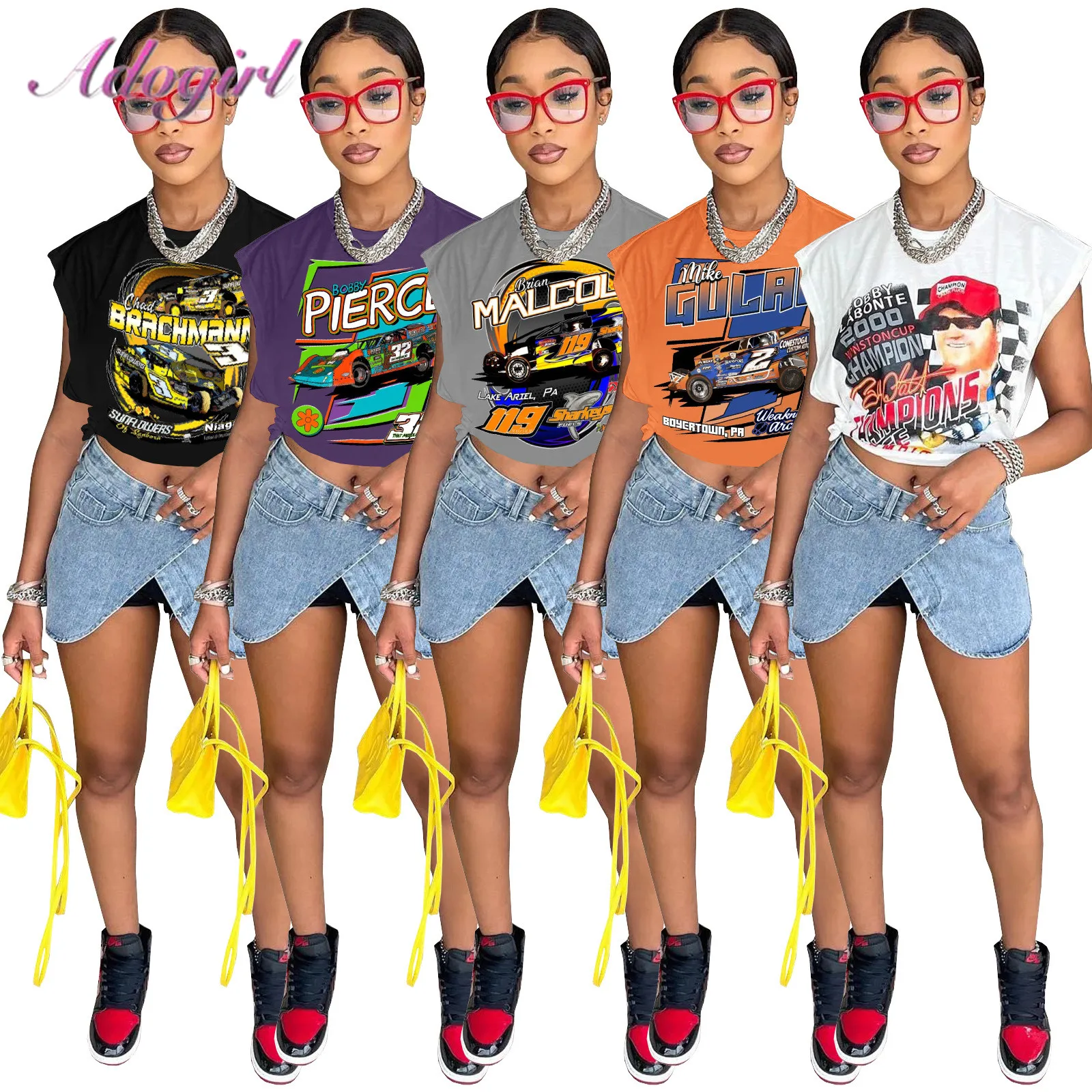 

women summer Y2k T-Shirt fashion Cartoon Print Sleeveless O-Neck Crop Tank Tops Hip Hop Streetwear Shirts clothes outfit tees