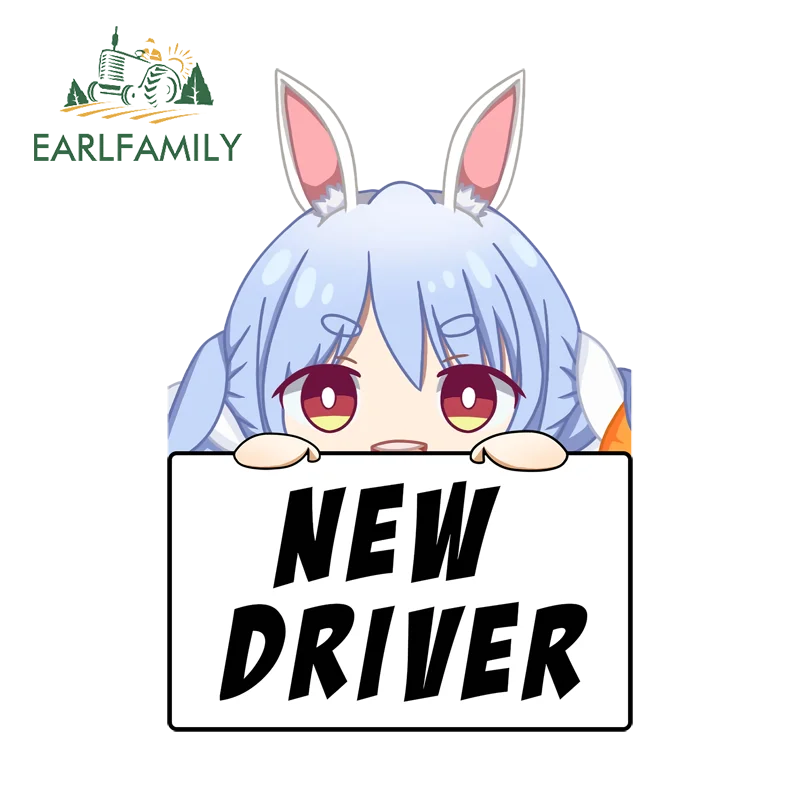 EARLFAMILY New Driver Hololive Warnning Stickers Reflective Skateboard Decal DIY Scratch Proof JDM Car Decoration Accessories