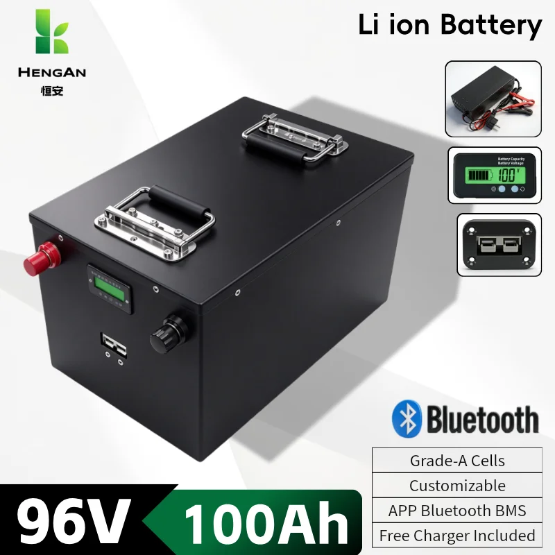 Lightweight Design 96V 100Ah Lithium ion Battery APP Bluetooth BMS for Solar Energy Storage/RV/Vehicle Golf Cart