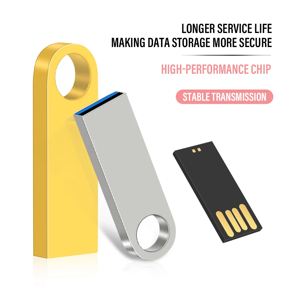 โลหะ USB แฟลชไดรฟ์ Pendrive 8GB 16GB 32GB 64GB หน่วยความจําความเร็วสูง U Disk 128GB กันน้ําแหวนของขวัญโลหะ Stick KEY