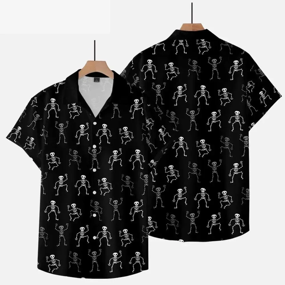 

Summer Casual Short Sleeved Shirt Halloween Skull 3D Printed Hip Hop Short Sleeved Shirt Beach Vacation Summer Special Offer