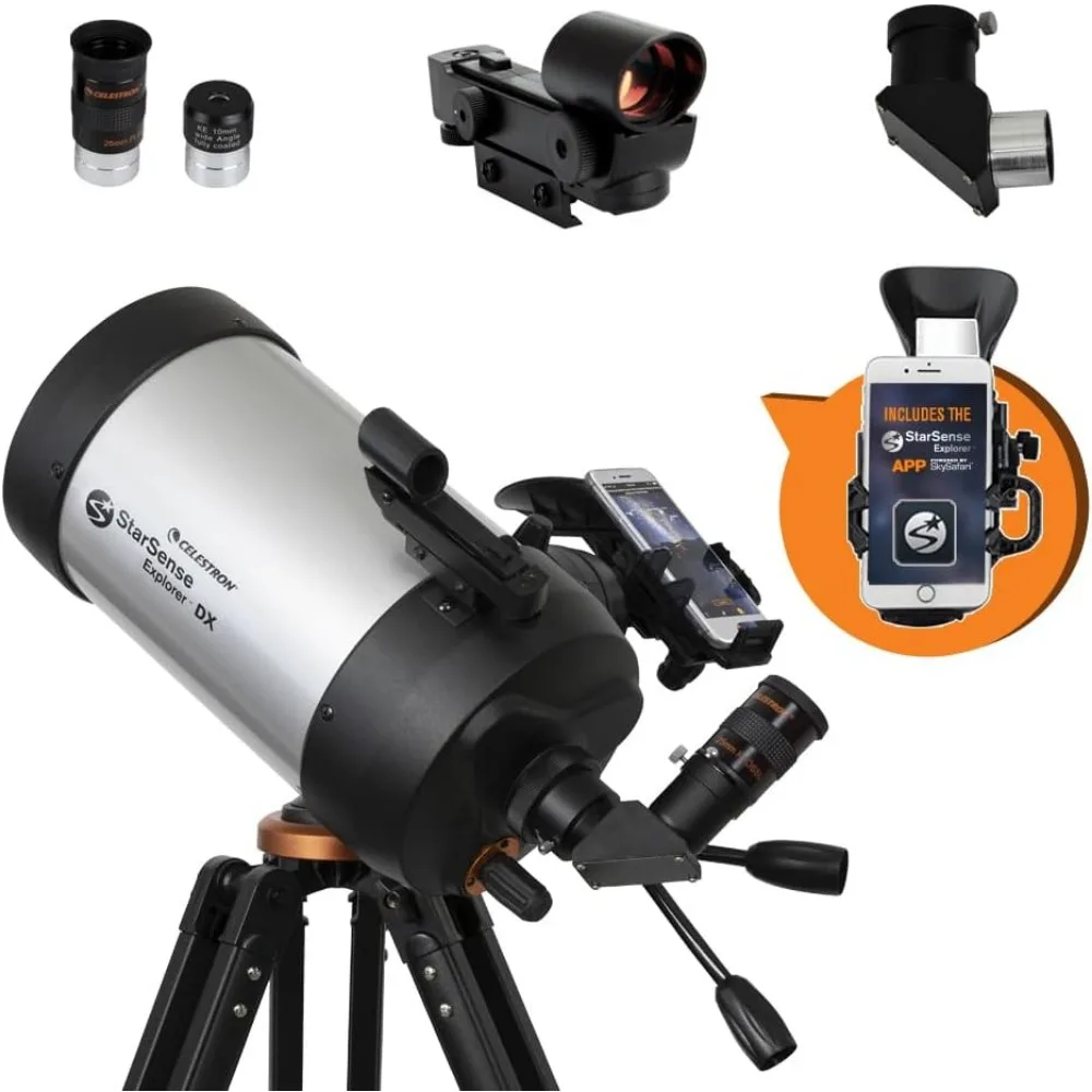 Compact 130mm Schmidt-Cassegrain Telescope with Smartphone Dock and App for Easy Beginner Stargazing