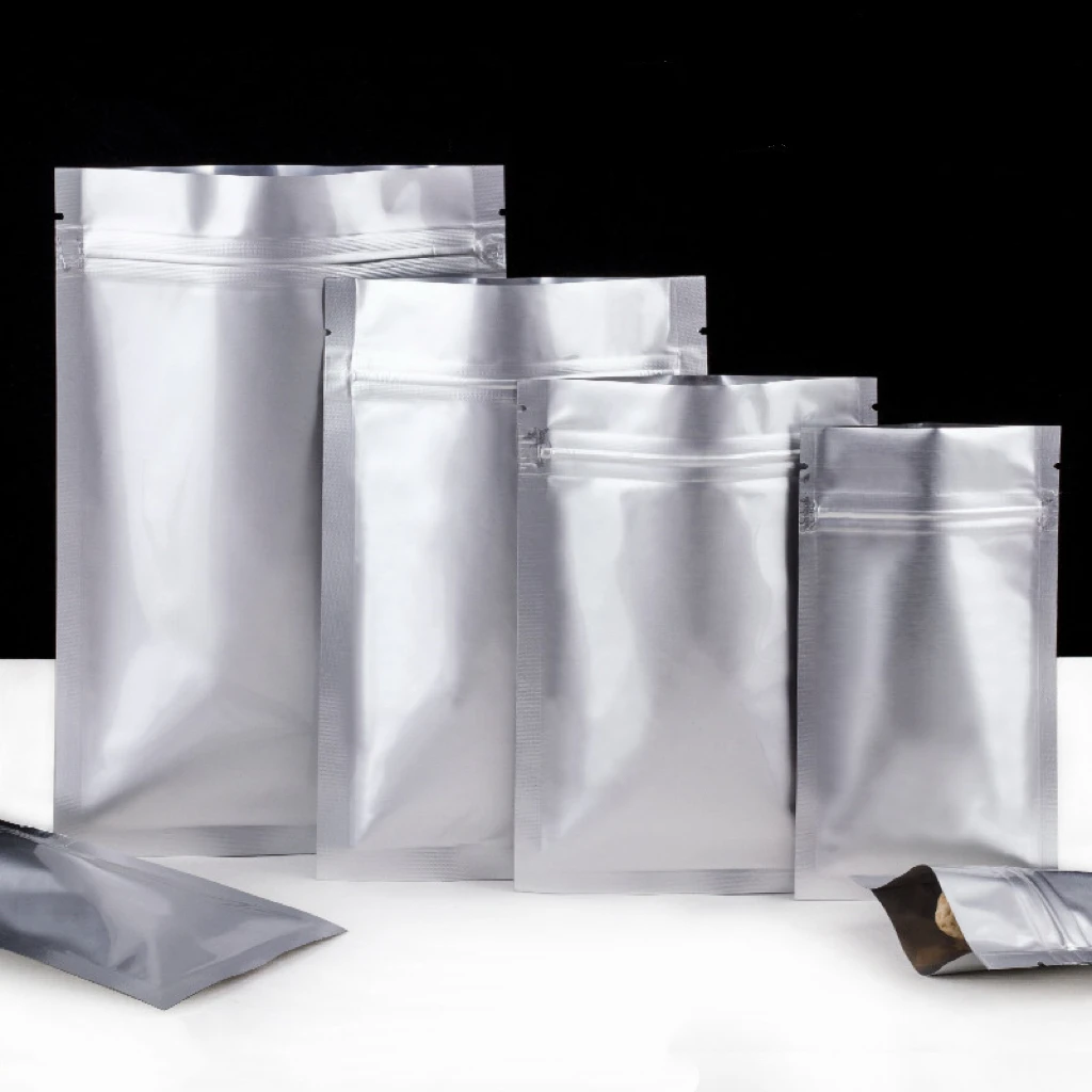 

50pcs Resealable Flat Aluminum Foil Zip Lock Packaging Bag Lightproof Ground Coffee Spice Hardware Buttery Gifts Storage Pouches
