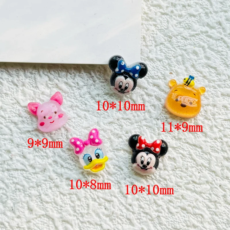 50 Pcs New Cute Resin Mickey, Minnie, Bee Bear, Donald Duck Flat Back Ornament Jewelry Making Manicure Hairwear Accessorie