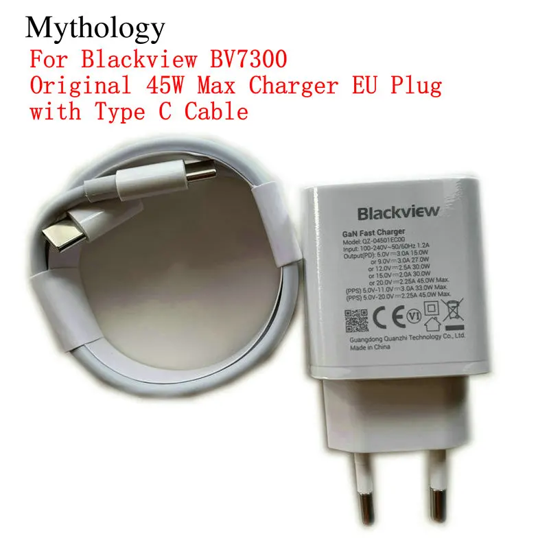 Power Adapter For Blackview BV7300 Quick Charger Original 45W Max EU Plug Travel Charge Type C Cable
