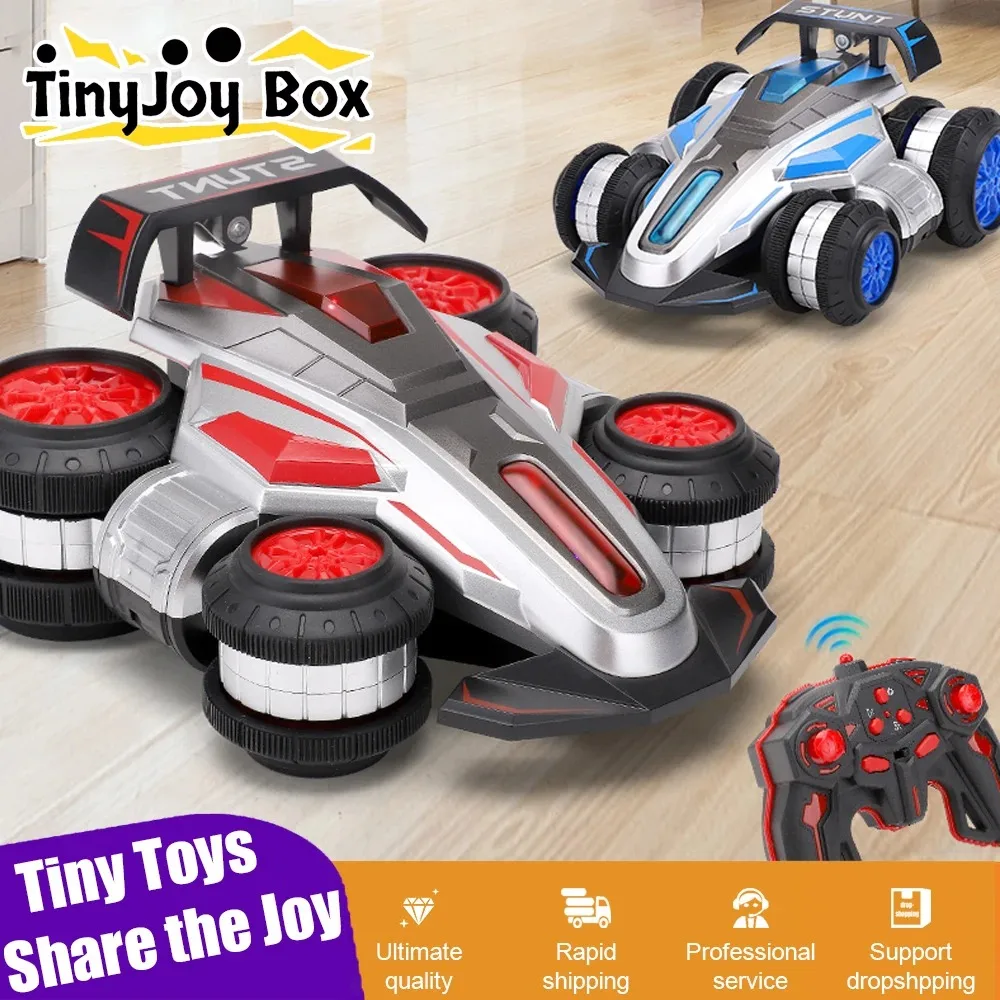 Remote Control Stunt Car 360 Degree Rotating 1:14 RC Cars with led Lights Music 4WD Drift RC Deformation Vehicles Toys for Boys