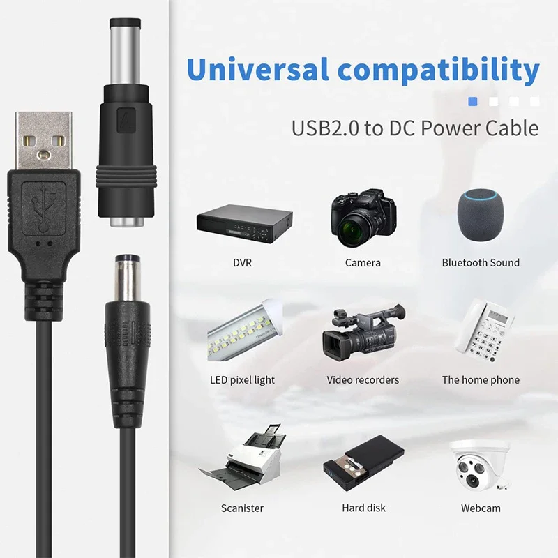 【Fast Delivery】USB to DC Power Cable Cord 3.5x1.35/5.5x2.1/5.5x2.5/4.0x1.7/2.5x0.7mm DC Port Charging Cable Power Supply Cord