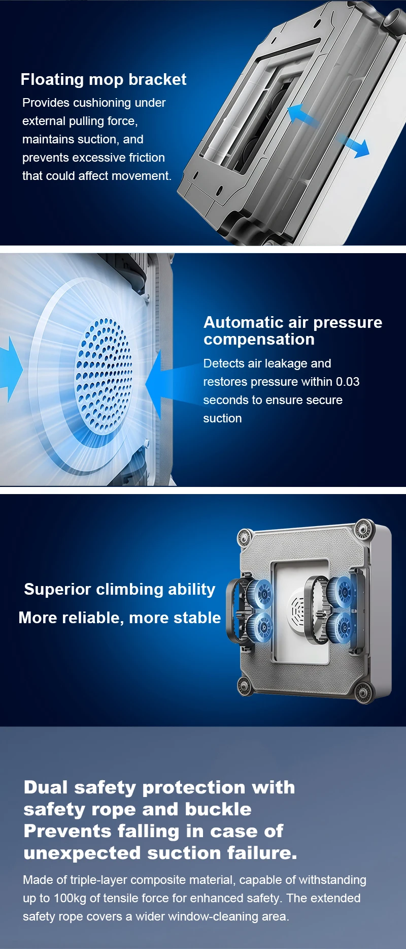 Window Cleaning Robot Liectroux S11, 4-Way Water Spray, 9000PA,Home Glass Floor Wall Tiles Cleaner Robot, Floating Scraping Tech