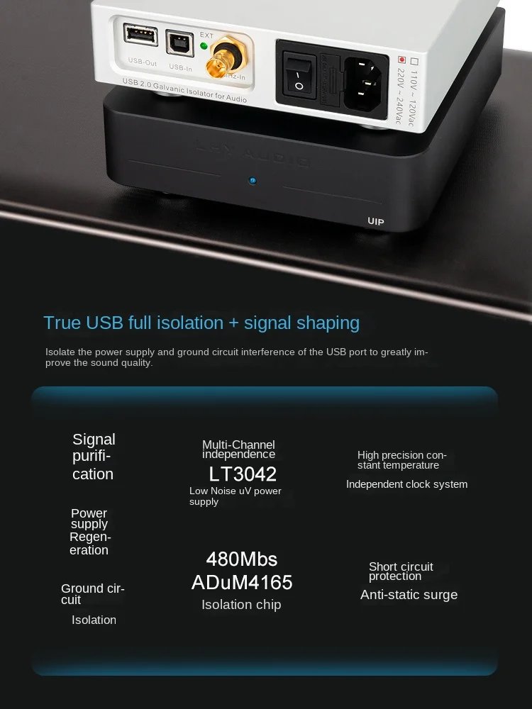 2025 горячая распродажа PCHIFI аудиофильский аудио USB изолятор очистки ADuM4165 высокоскоростной 480 м кристалл OCXO вход часов