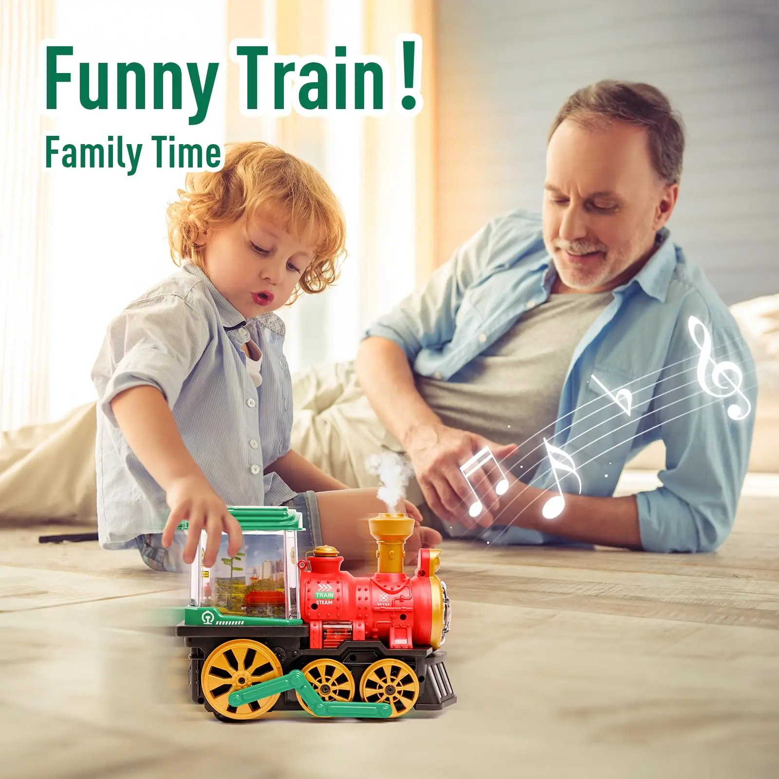 لعبة قطار بخاري كهربائي مع صوت خفيف ودخان، لعبة قاطرة قيادة عالمية أوتوماتيكية للأطفال الصغار والأولاد والبنات هدية #5