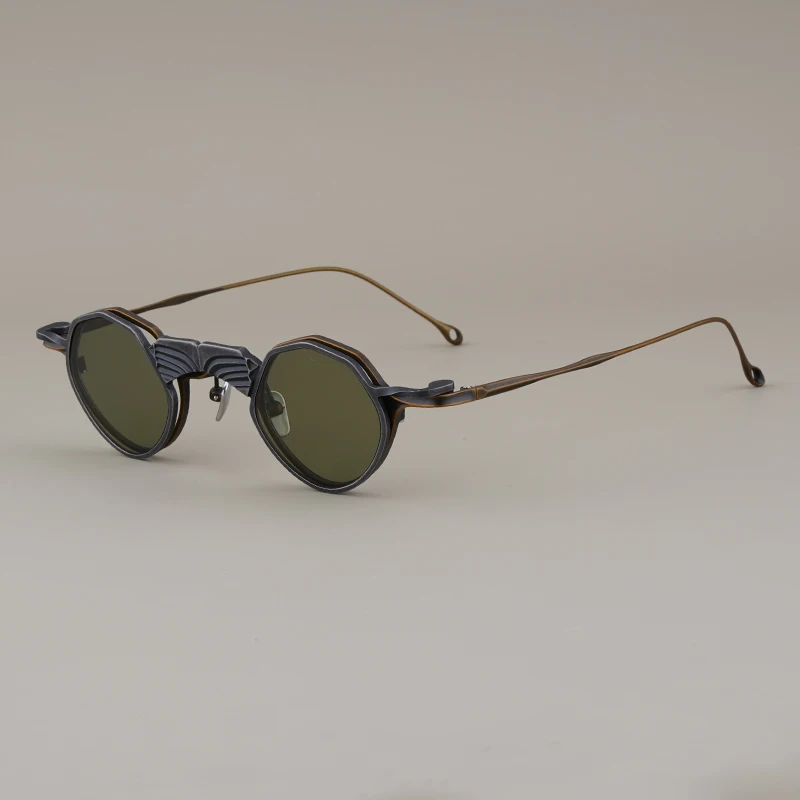 Gafas de sol redondas irregulares con Clip hechas a mano de calidad para hombres y mujeres, gafas Vintage de moda, gafas de protección para viajes y conducción