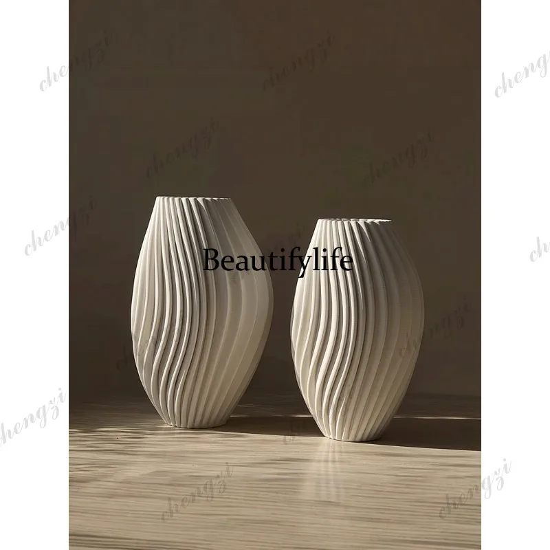 Wabi-Sabi style textured ceramic desktop vase modern living room home art floral vessel decorative ornament