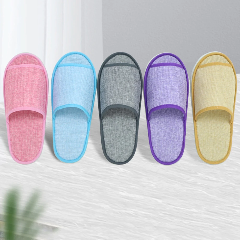 5 Colors Disposable Slippers Hotel Travel Slipper Sanitary Party Home Guest Slippers Women Solid Color Soft Hospitality Slippers