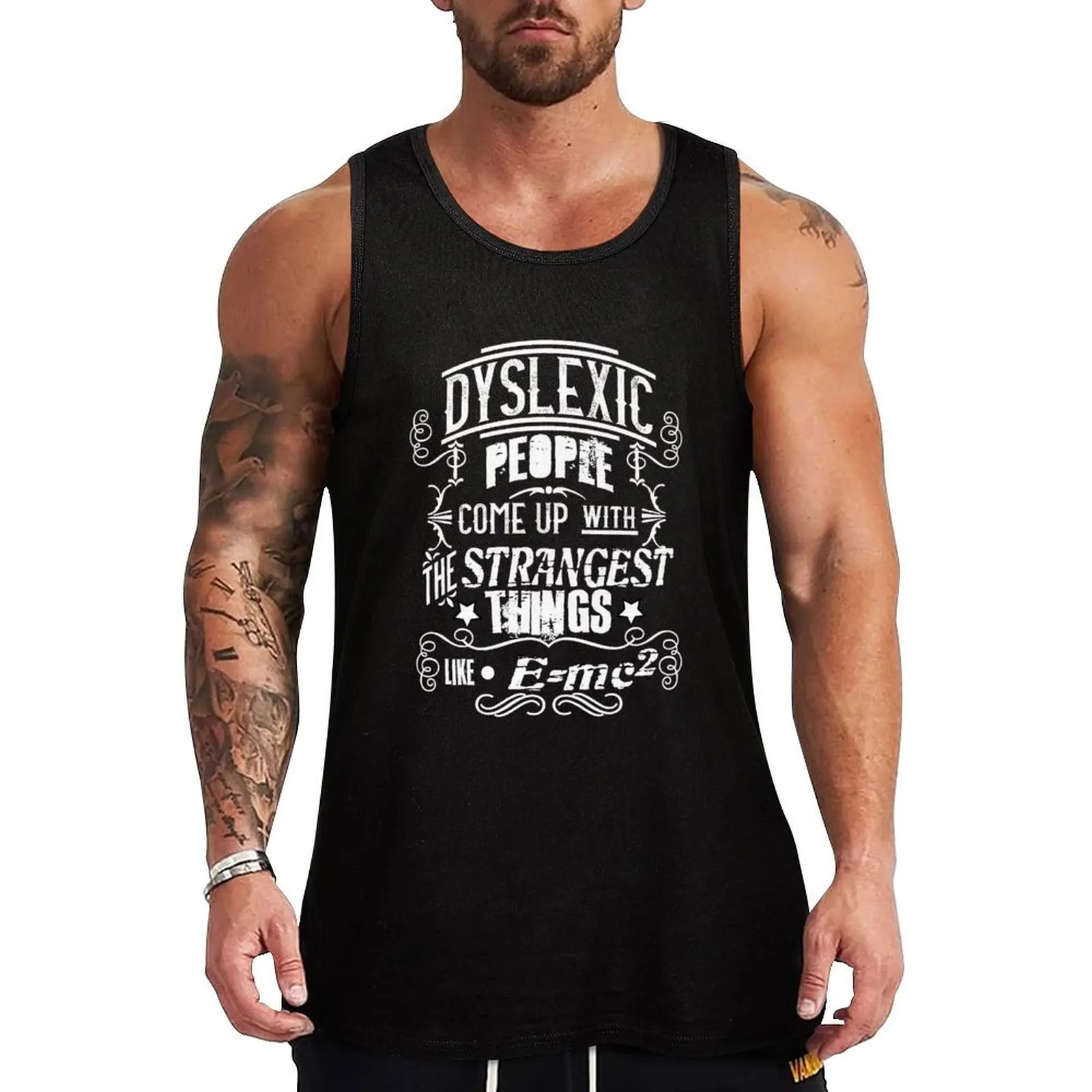 Dyslexia Awareness E=MC2 Tank Top Fitness men clothing sleeveless gym shirts male