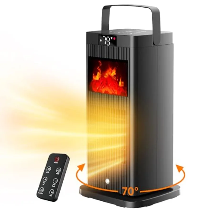 

2026 New Space Heater, ETL and UL Portable Space Heaters with Fireplace Flame Effect 1500W Oscillating Electric PTC Ceramic ECO