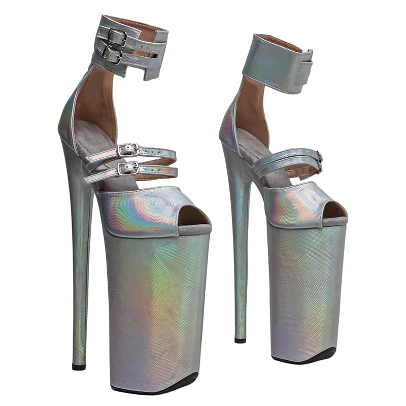 

Leecabe 26CM/10inches Holographic PU upper High Heel platform Trendy fashion party sandals stripper heel Pole Dance shoes