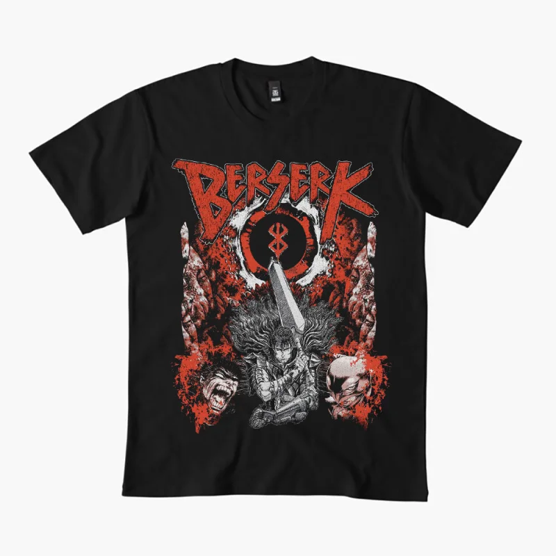 

0325 Guts Berserk Japanese Anime Gift t shirt 100% cotton print clothing Swordsman Manga Graphic Tee Y2K clothes Large size Tops
