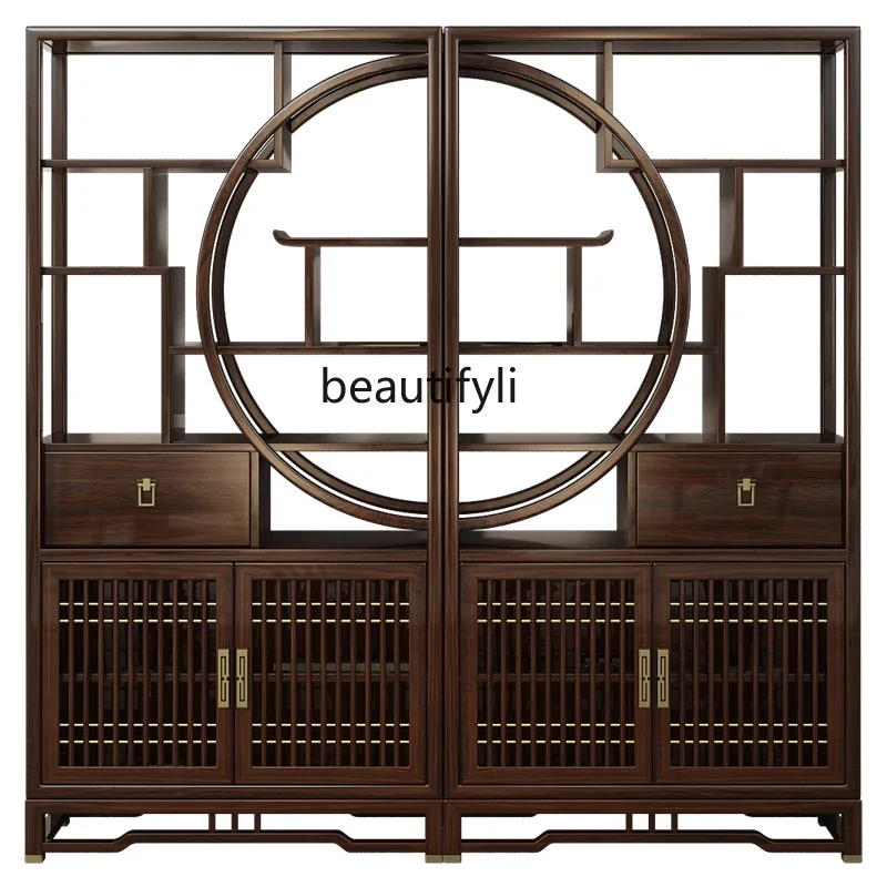 

Ebony Bogu frame Tea room Side cabinet Storage display Corner cabinet Partition bookshelf