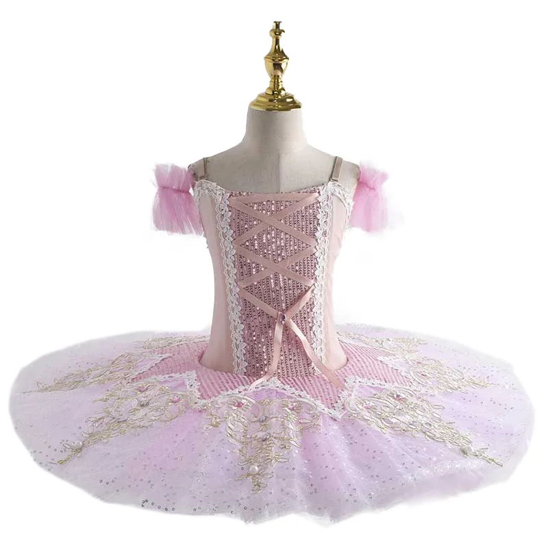 

Pink Kids Ballroom Clothing Sequined Flower Tutus Ballet Dress For Girl Modern Dance Tutu Dress Girls Ballet Princess Dress