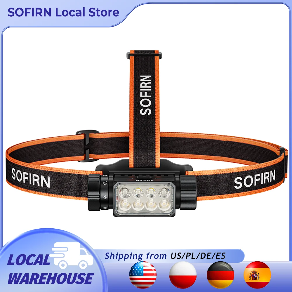 SOFIRN HS23 Headlamp Hight Power LED 21700 Battery 3320LM 4 Light Mode Flashlight Type-C 192M Beam Distance With Red Light