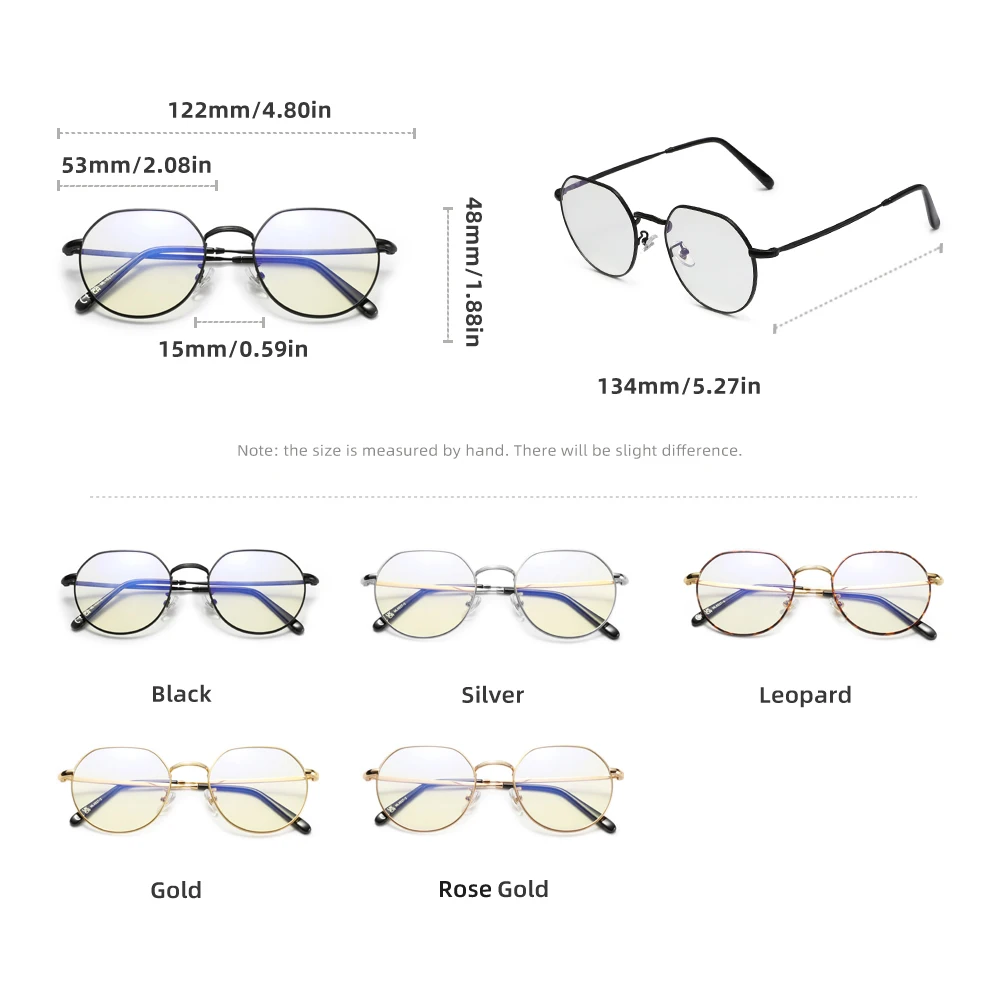 KINGSEVEN Alloy Transparent Lens Glasses Round Thin Frame Anti-Blue Light Men/Women Blue Ray Blocking Decorative Eyeglasses